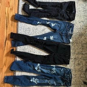 3 American Eagle and 1 Hollister ripped jeans